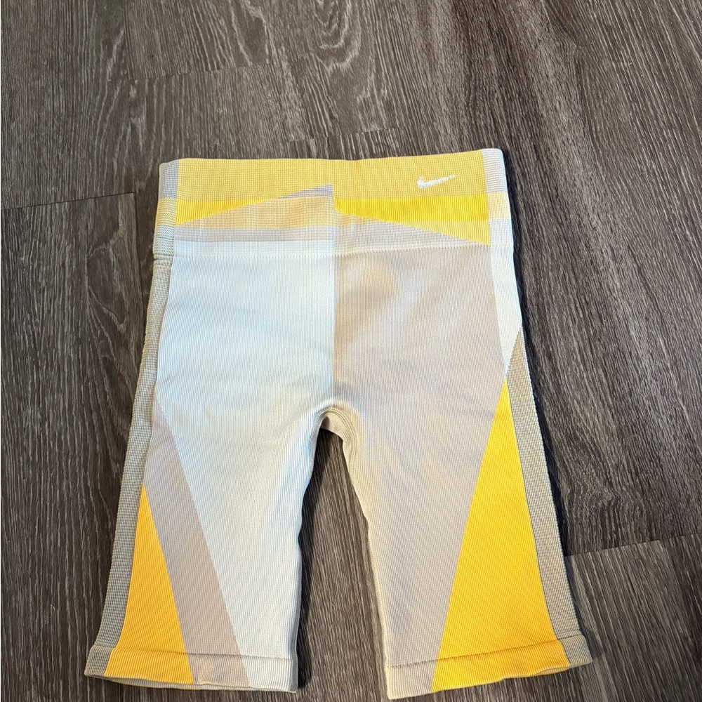Nike Yellow and Gray Biker Shorts